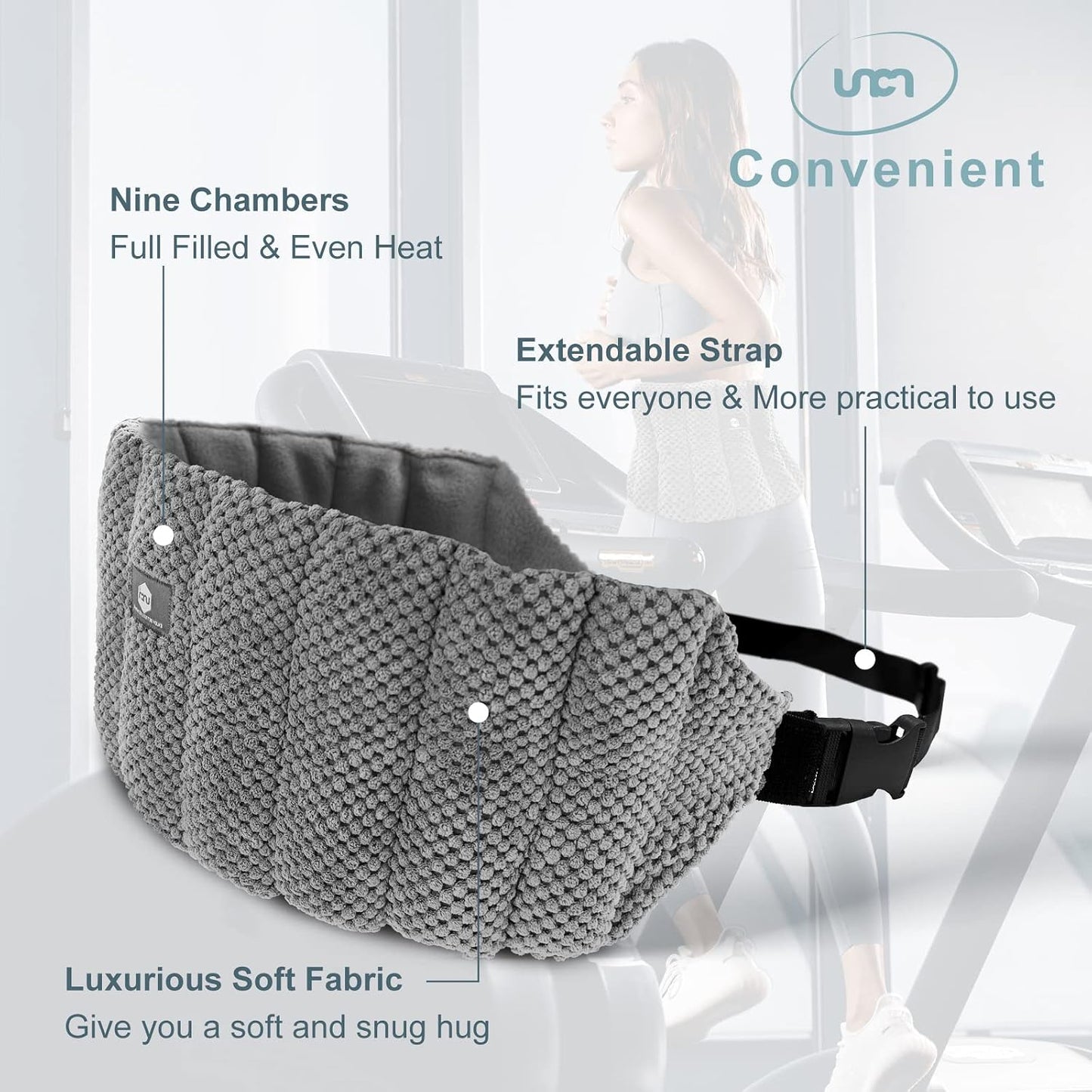 uncn Large Microwave Heating Pad for Lower Back Pain Relief 30X7.5in Heated Neck and Shoulder Wrap Microwavable Heat Packs for Cramps, Menstrual, Lumbar, Muscle Spasms Heated Waist Cordless Belt