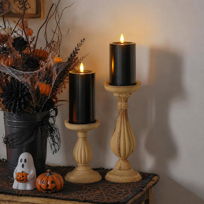 Yeelida Outdoor 4pcs Flameless Waterproof Candles with Handy Remote Control, Cycle Timer Battery Operated Candle Grease Effect LED Flickering Pillar Plastic Long Lasting (Ivory, 3" x4" 5" 6" 7")