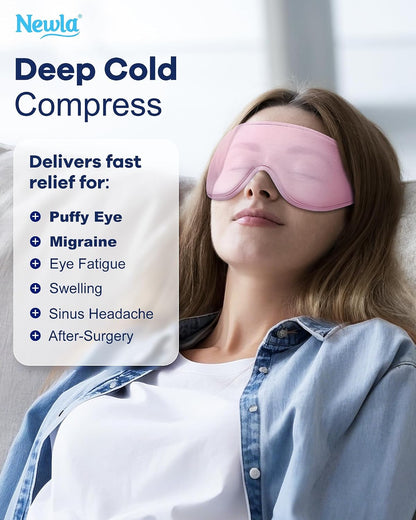 Cooling Gel Eye Mask for Puffy Eyes, Larger Full-Eye Cold Compress for Swelling, Ice-Cold Gel Therapy, Forehead & Upper Cheek Cooling Relief, Reusable Ice Pack for Eyes, FSA Eligible HSA, Black