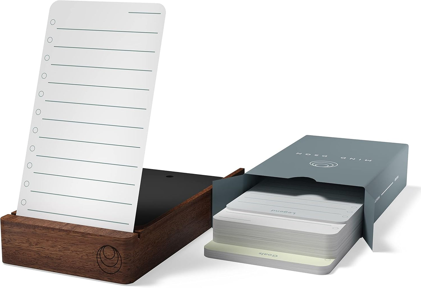 Daily Planner To Do List Notepad - Checklist & Goal Cards for ADHD Focus - Walnut Display + Planner Cards