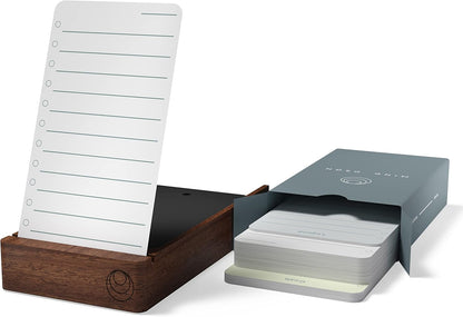 Daily Planner To Do List Notepad - Checklist & Goal Cards for ADHD Focus - Walnut Display + Planner Cards