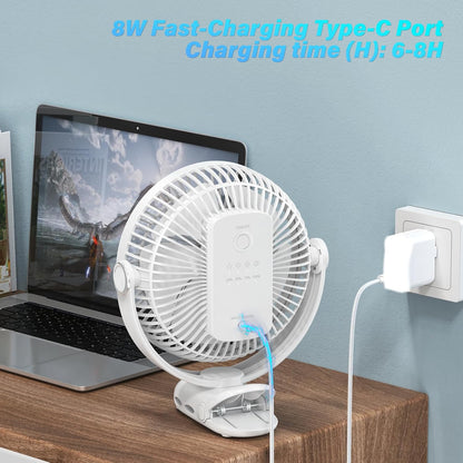 Clip on Fan 30H Longest Runtime,8in Portable Fan Rechargeable
