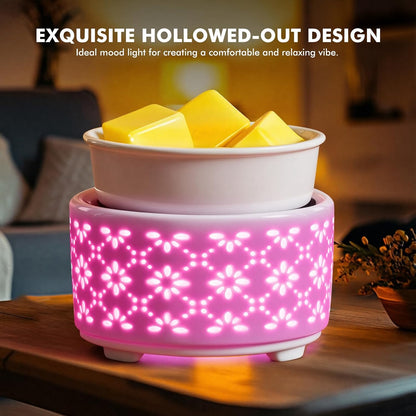 EQUSUPRO Wax Melt Warmer for Scented Wax Melts 3-in-1 Electric Ceramic Candle Wax Warmer Burner Fragrance Wax Melter for Home Office Bedroom Gift & Decor (Leaf)