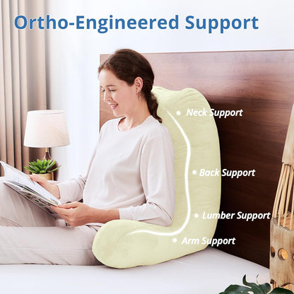 Sasttie Reading Pillows for Sitting in Bed Adult, Back Pillow Bed Sitting Up, Back-Rest Support Cushion for Sit Up on Couch, Sofa, and Floor, Dorm Essentials, Oeko-Tex Certified, Dark Grey