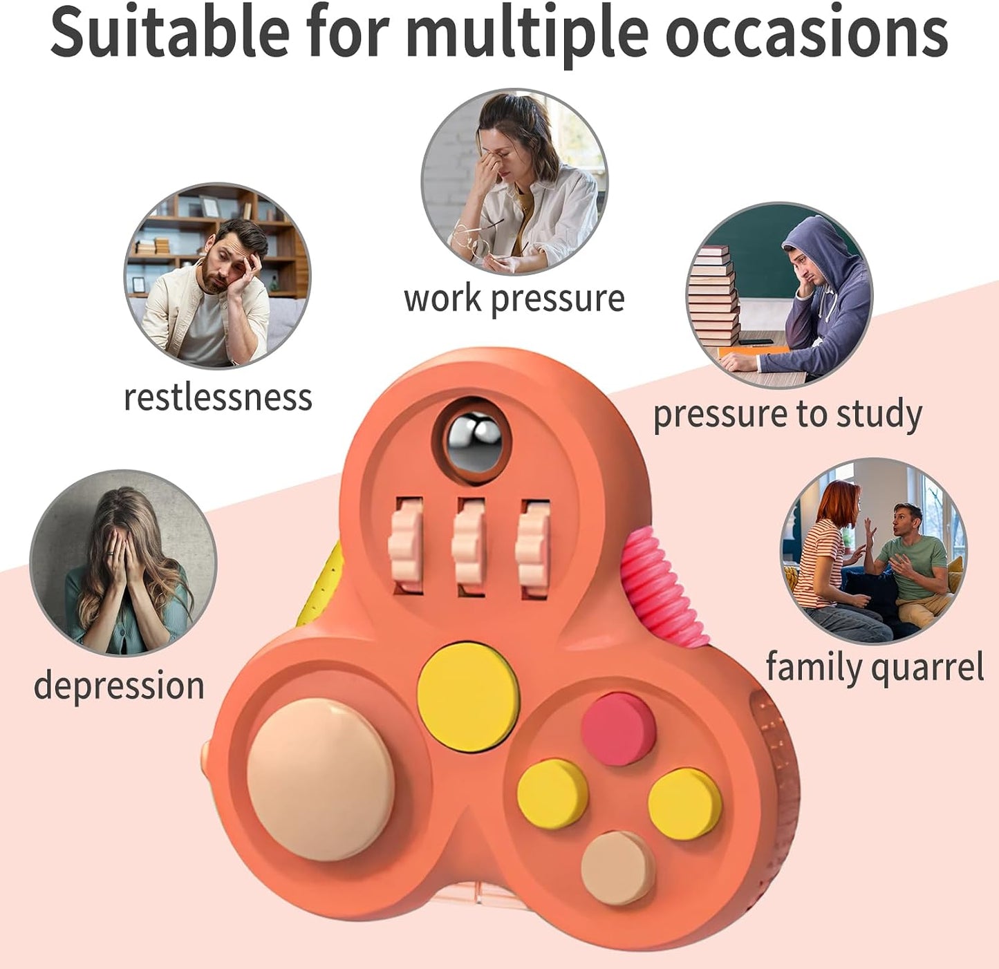 Yrissmiss Fidget Toys for Adults, Fidget Pad Easter Basket Stuffers for Boys Girls,Stress Relief Cube Clicker Controller with Quiet Fidgets,ADHD Autism Fidget Spinner for Office Desk Travel