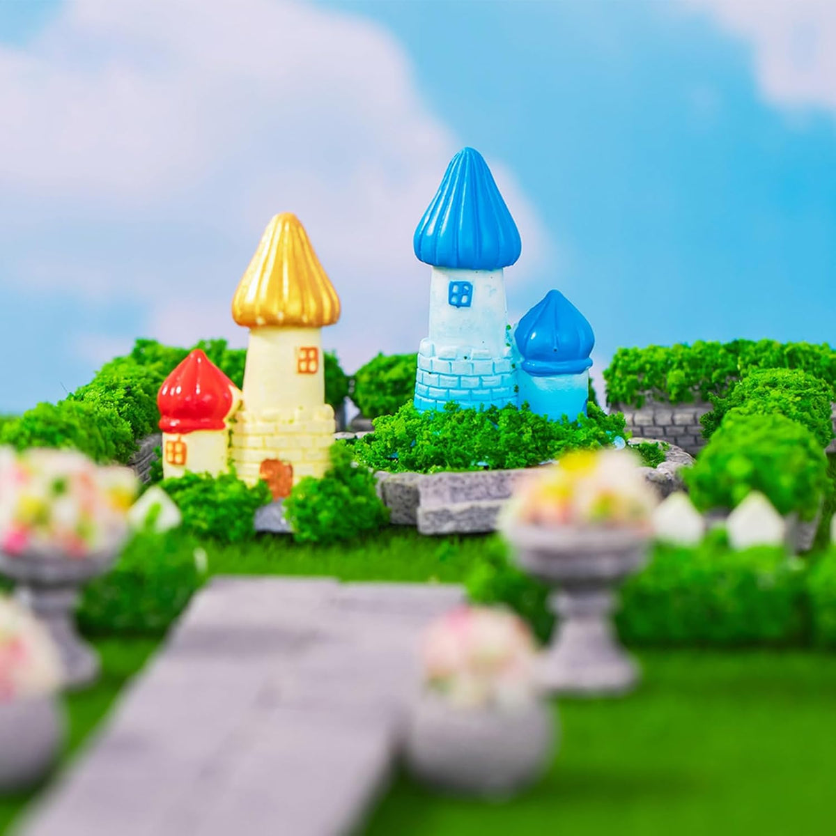 Cayway 26 PCS Outdoor Fairy Garden Miniatures Mini Zen Garden Accessories, Artificial Grass, Model Trees, Terrarium Ornaments, Dollhouse Supplies, Bonsai Decorative Craft Tools Kit