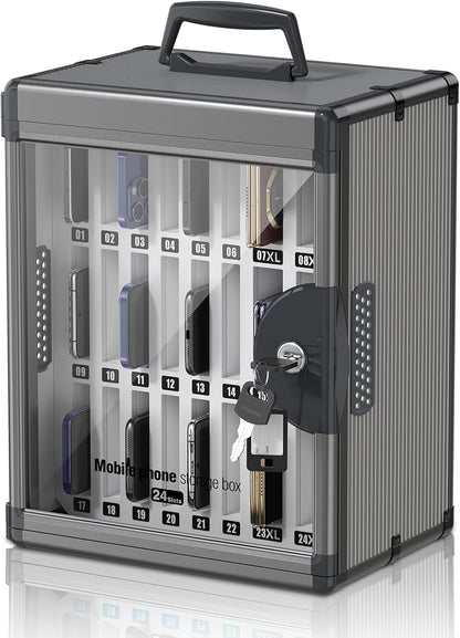 36 Slots Cell Phone Locker for Classroom, Portable Mobile Phone Storage Box with 【2 Different Size Slots】, Phone Lock Box Wall Mounted (Black)