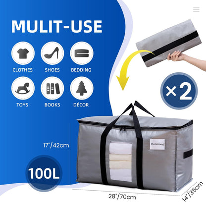 TAILI Blue Extra Large Moving Bags,Storage Bags with Visible Window