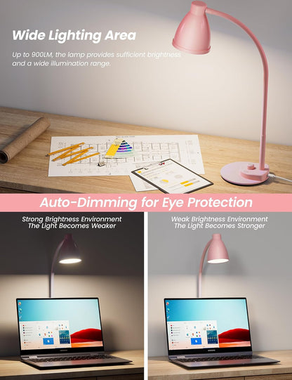 BOHON LED Desk Lamp with USB Charging Port 3 Color Modes Dimmable, Black