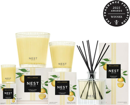 NEST New York Reed Diffuser, Wild Mint & Eucalyptus - 5.9 fl oz - Fragrance for Up to 90 Days - Reusable, Refillable Glass Holder - Includes 8 All-Natural Reed Sticks - Flame Free