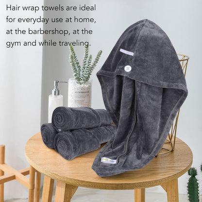 SINLAND Microfiber Hair Drying Cap Hair Towel Turban Twist for Women Fast Drying Towels Head Turban Absorbent Soft Lightweight 3 Pack Black