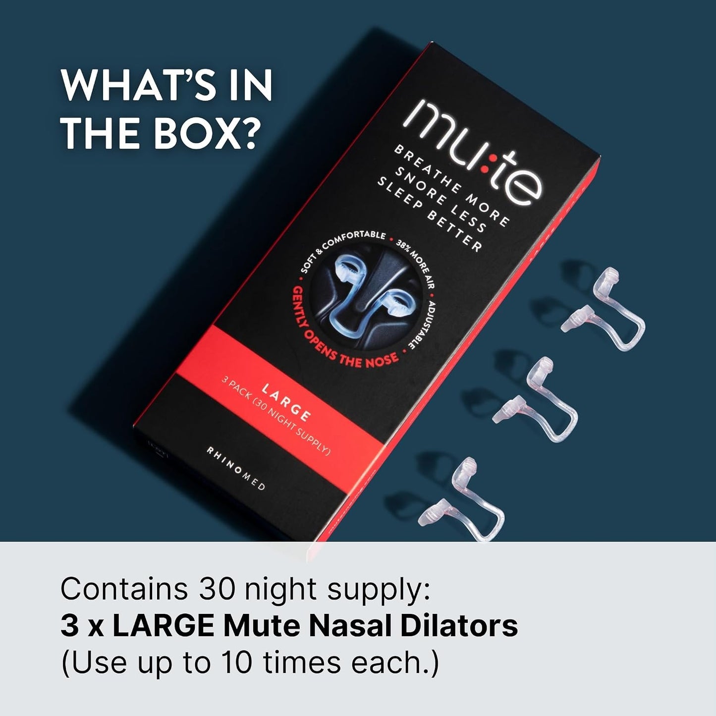Mute Nasal Dilator Snoring Solution | Starter Pack 3 Sizes | Snore Less & Sleep Better | Nasal Strip Alternative | Comfortable Breathing Aids for Better Sleep & Improved Airflow
