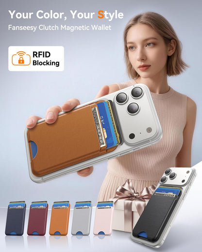 for MagSafe Wallet, Works with Apple Find My,4 Card Holder, Magnetic Phone Wallet for iPhone 18/17/16/15/14/13/12 Pro Max Air Plus Series, RFID Blocking Vegan Leather,Black
