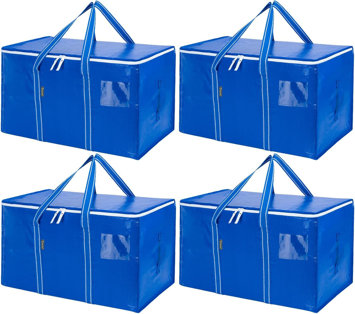 BALEINE Oversized Moving Bags with Reinforced Handles, Heavy-Duty Storage Tote for Clothes, Moving Supplies (Clear)