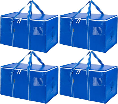 BALEINE Oversized Moving Bags with Reinforced Handles, Heavy-Duty Storage Tote for Clothes, Moving Supplies (Clear)