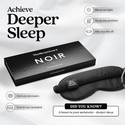 TheSleepGuard Pure Silk Sleep Mask [100% 6A Mulberry Silk, 22 Momme] Light Blocking Travel Essentials. Eye Masks for Sleeping. Black Oeko-Tex Blindfold. Eye Covers for Men & Women
