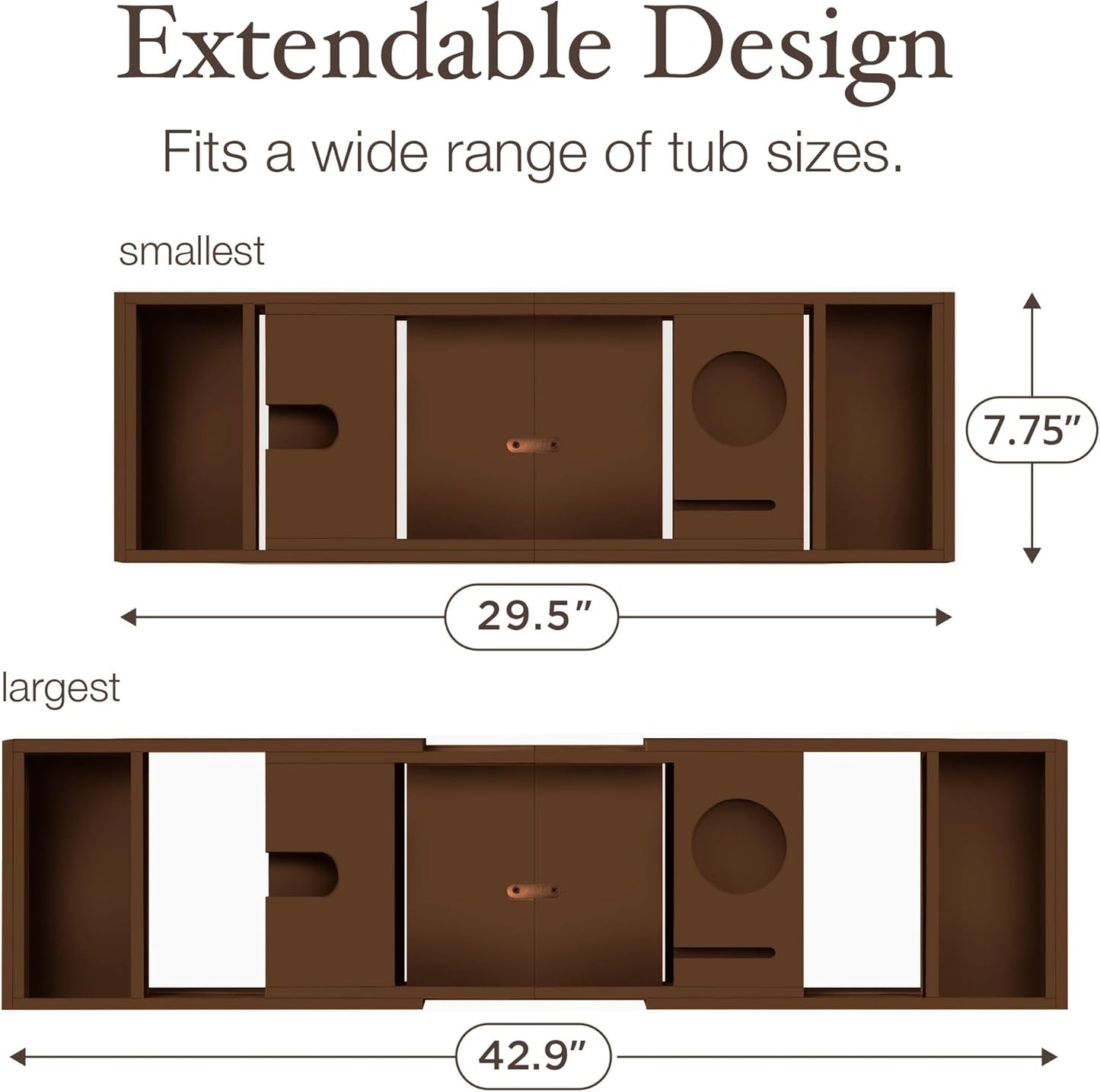 Bambüsi Bathtub Tray for Tub - Brown Bamboo Bath Tray, Expandable Wooden Bath Caddy Tray with Wine Holder, Book and Tablet Stand, Bathroom Accessories, Tub Table, Spa Bath Gifts for Women and Couples