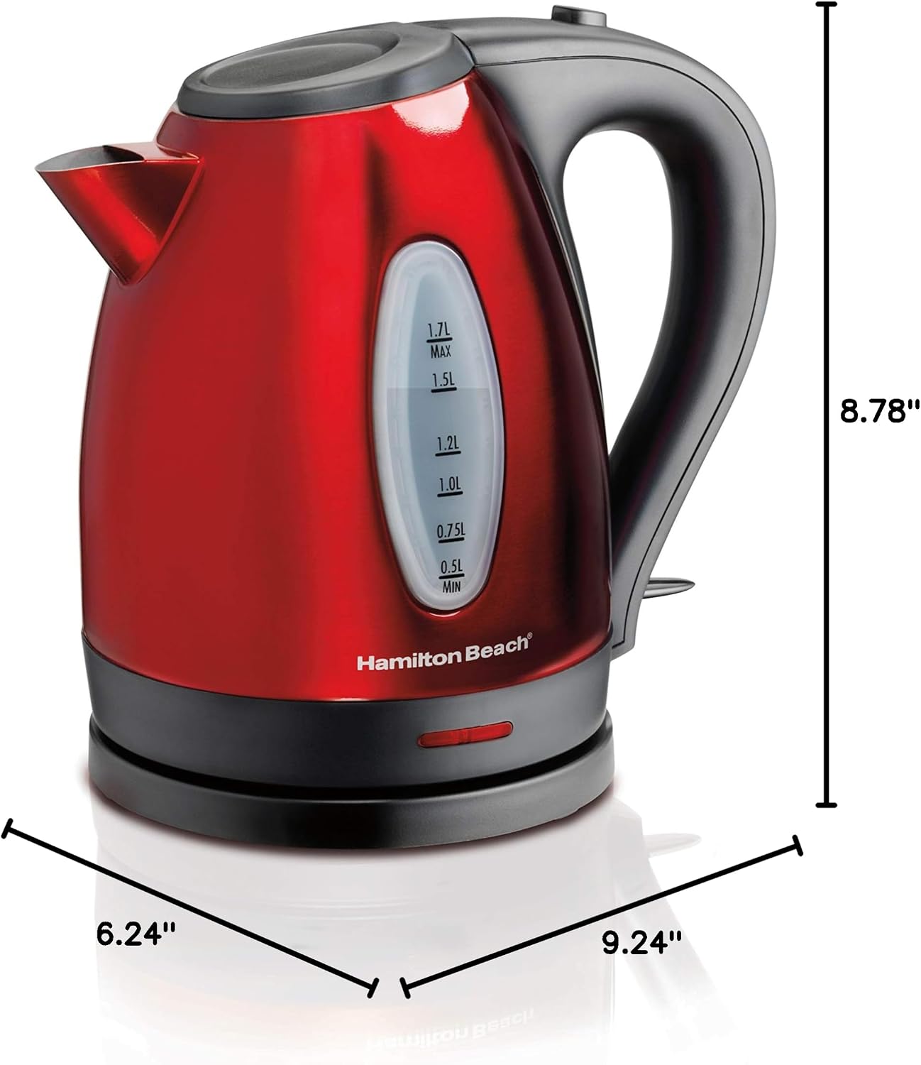 Hamilton Beach Electric Tea Kettle, Water Boiler & Heater, 1.7 Liter, Cordless Serving, 1500 Watts for Fast Boiling, Auto-Shutoff and Boil-Dry Protection, Stainless Steel (40880)