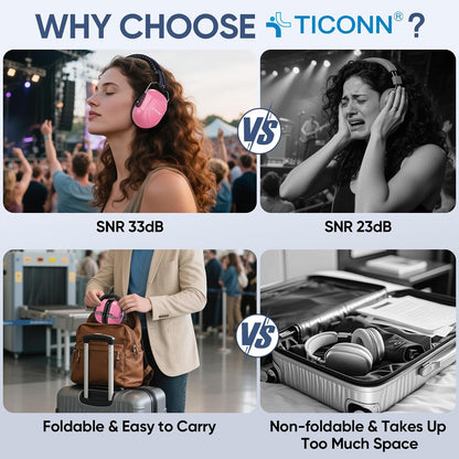 TICONN Noise Cancelling Ear Muffs for Adults, SNR 33dB Hearing Protection, Adjustable Safety Earmuffs for Construction
