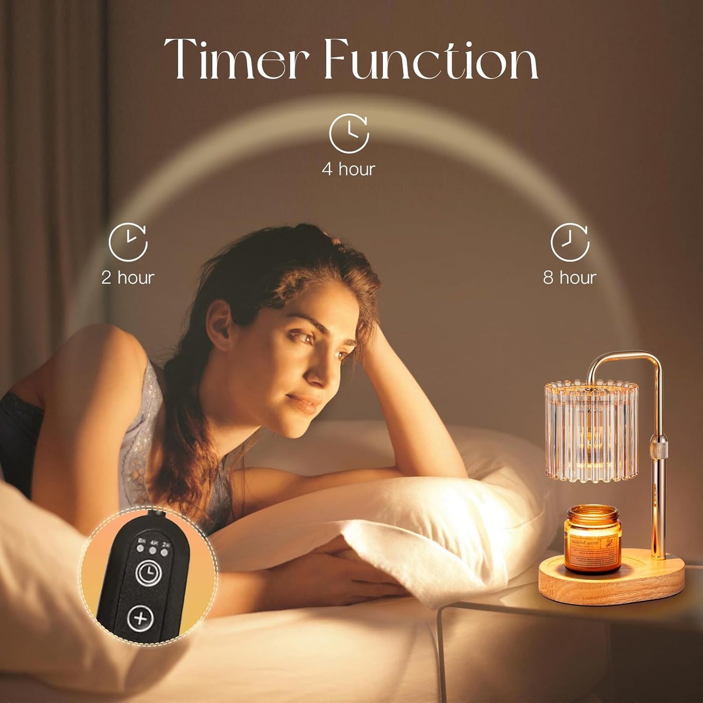 Candeldo Candle Warmer Lamp with Timer: Black Candle Warming Lamp Height Adjustable Wax Melt Warmer Dimmable Modern Farmhouse New Home Bedroom Decor Mothers Day Housewarming Gift for Women