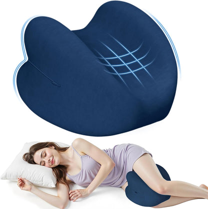 Knee Pillow for Side Sleepers, High-Density Memory Foam Leg Pillow for Side Sleeping, Heart-Shaped Design for Knees, Hips & Spinal Alignment, Grey
