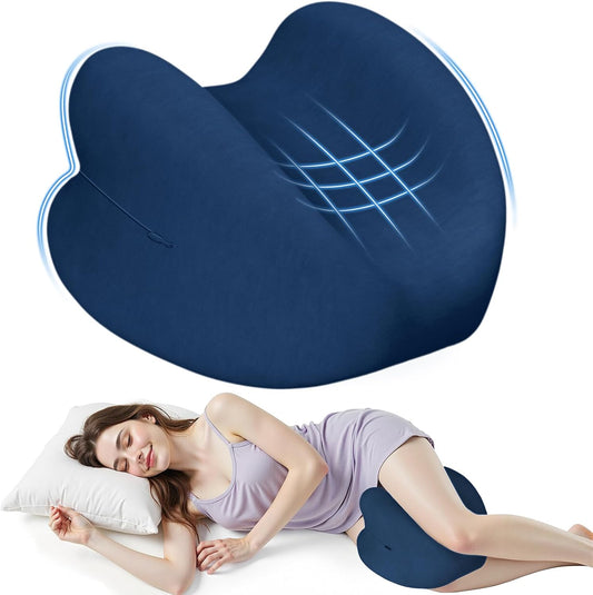 Knee Pillow for Side Sleepers, High-Density Memory Foam Leg Pillow for Side Sleeping, Heart-Shaped Design for Knees, Hips & Spinal Alignment, Grey