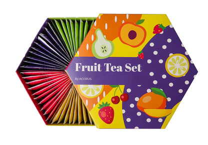 ACORUS Fruit Luxury Tea Set - Assorted Fruit and Herbal Teas Box, Tea Gift Set for Women and Tea Lovers, Large Variety Pack, 6 Flavor Sampler, 60 Bags