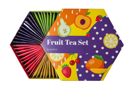 ACORUS Fruit Luxury Tea Set - Assorted Fruit and Herbal Teas Box, Tea Gift Set for Women and Tea Lovers, Large Variety Pack, 6 Flavor Sampler, 60 Bags