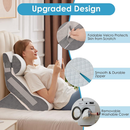 MEGCXIT Wedge Pillow Set for After Surgery, Bed Wedge, 3PCS, White/Grey
