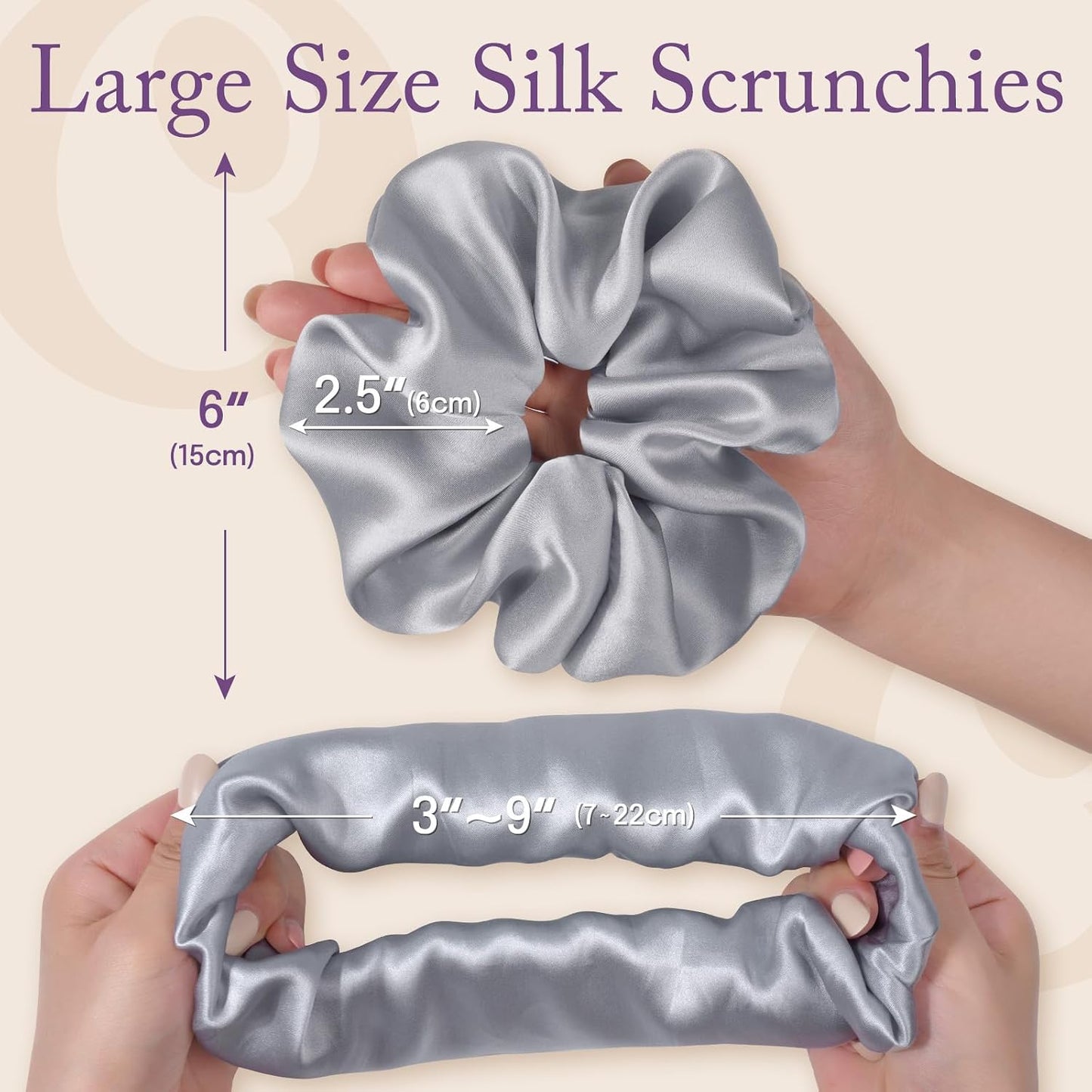 OLESILK Silk Scrunchies Oversized 100% Mulberry: Large for Women& Girls Long Thick Hair, Soft Smooth for No Damage Hair Care Sleeping