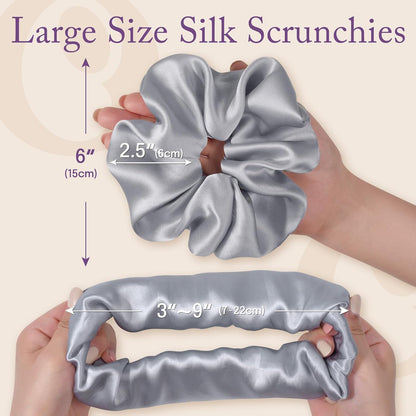 OLESILK Silk Scrunchies Oversized 100% Mulberry: Large for Women& Girls Long Thick Hair, Soft Smooth for No Damage Hair Care Sleeping