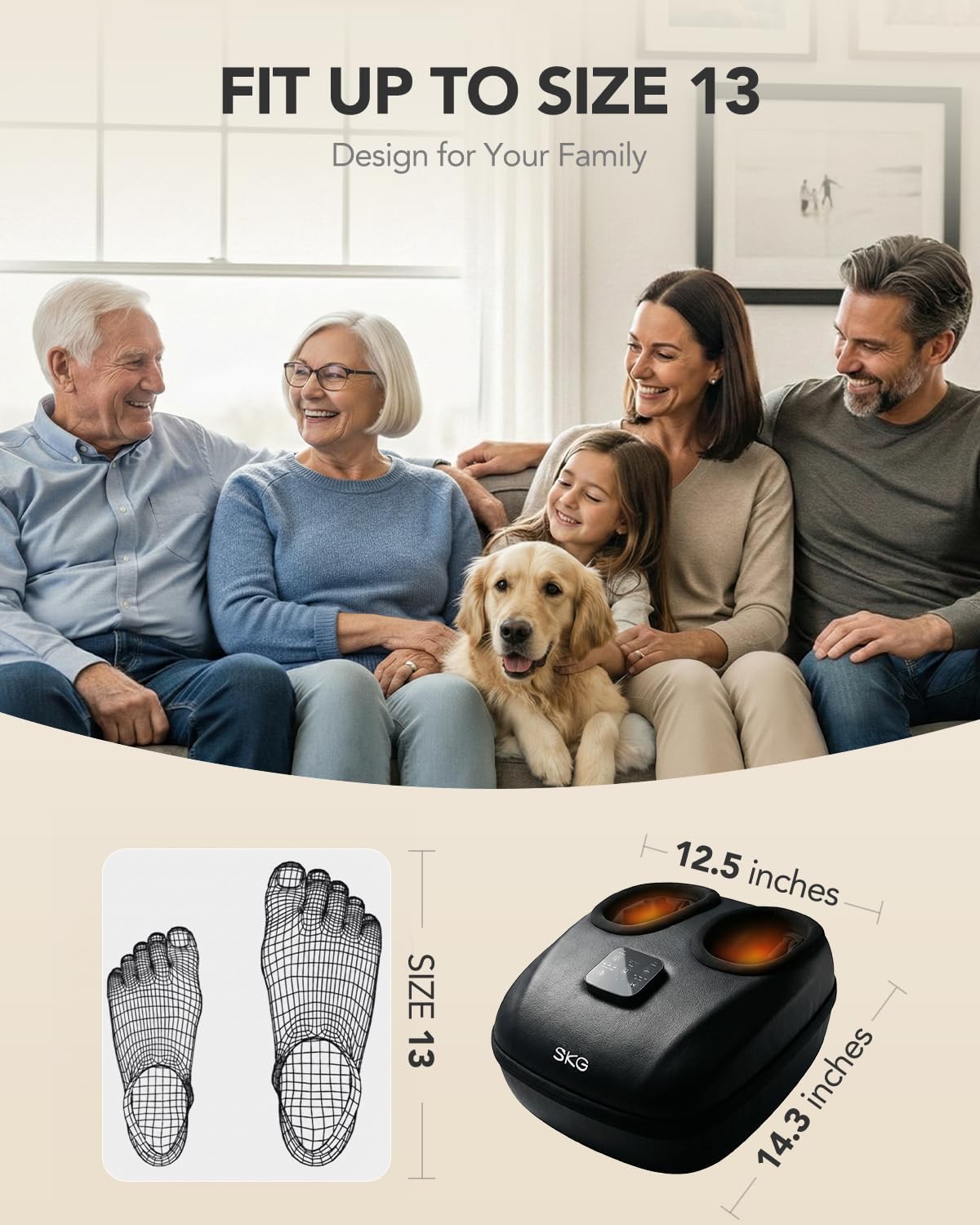 SKG YS100 Foot Massager with Heat and Remote, Upgrade Electric Feet Massager for Plantar Fasciitis Pain Relief, 3 Levels Compression Massage for Neuropathy Plantar Fasciitis, Fits Size 5-13,