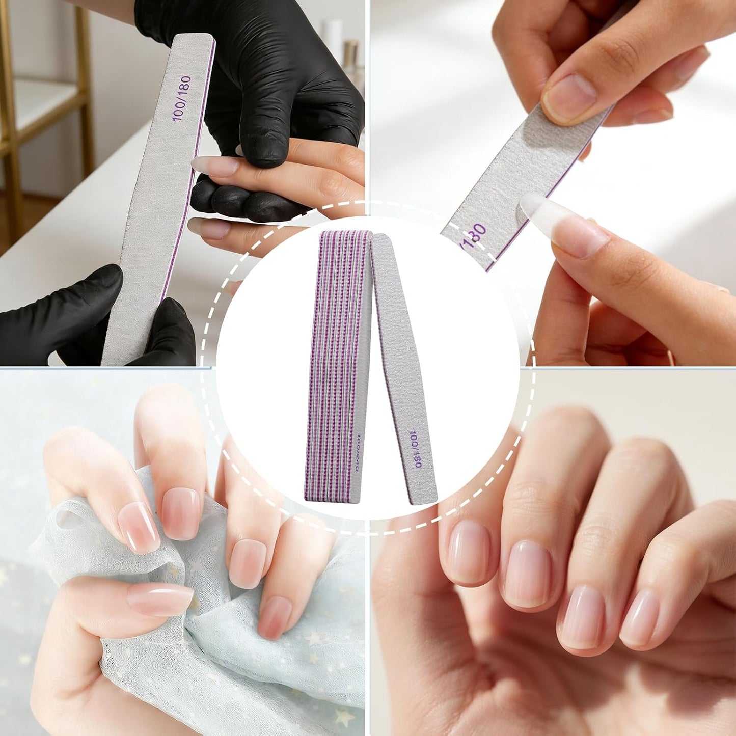 SWEET VIEW 14PCS Nail Files & Buffers for Gel, Acrylic and Natural Nails | Includes 100/180, 180/240 grit Emery Boards & 1000/4000 Buffer Block. For natural, gel or acrylic.