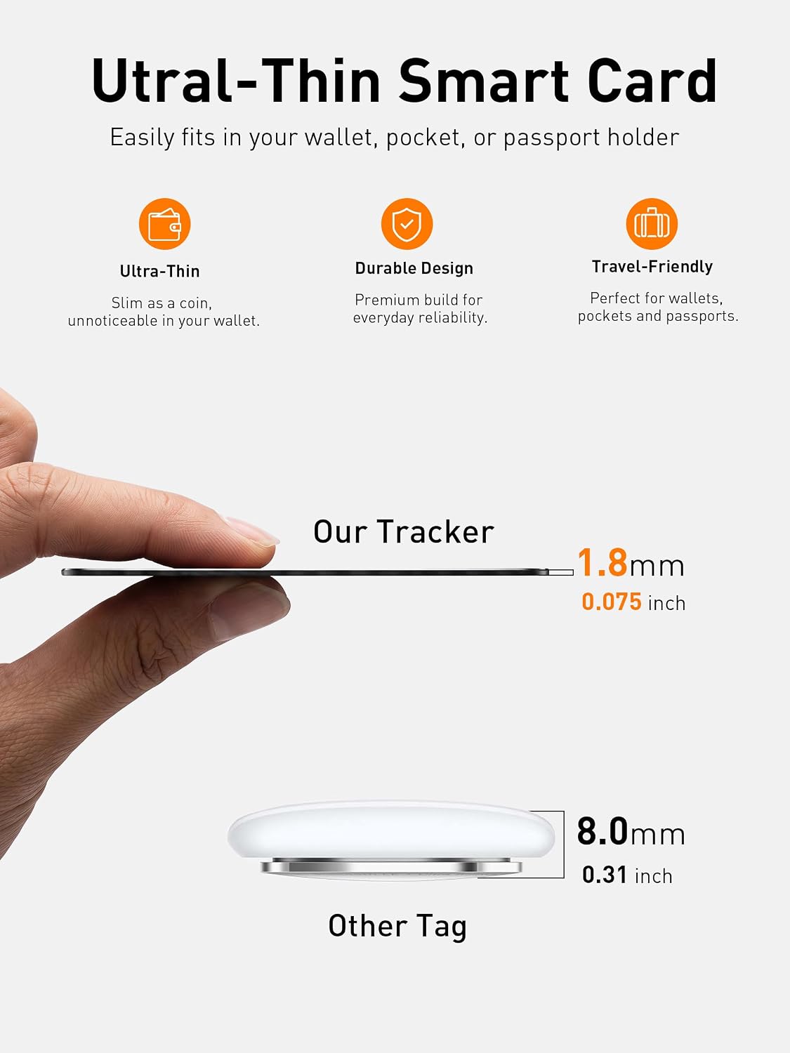 MFi Certified Wallet Tracker Card with Card Holder,Rechargeable Android & iOS Item Finder for Wallets Passport Luggage,Compatible with iOS Find My & Google Find Hub,Ultra Slim