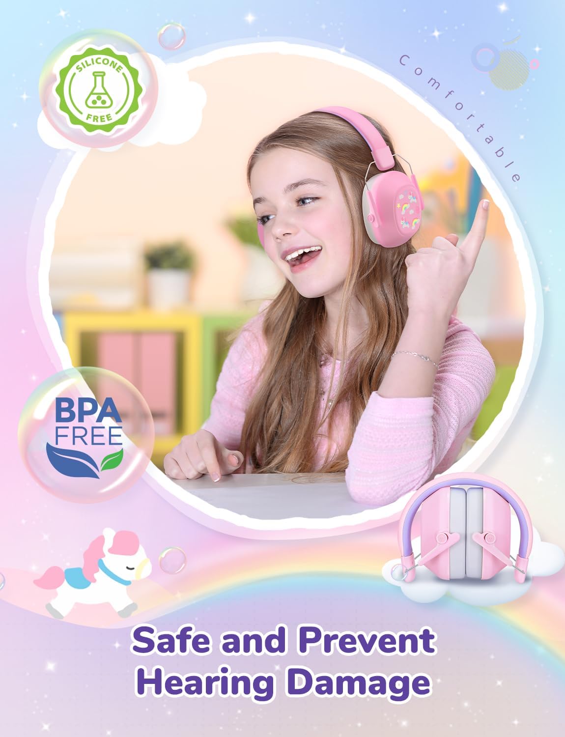 iClever Noise Cancelling Headphones for Kids Adults, SNR 29dB Safety Noise Reduction Ear Muffs for Autism Sensory &Concentration Aid, Ear Hearing Protection for Fireworks/Event/Monster Jam/Concert
