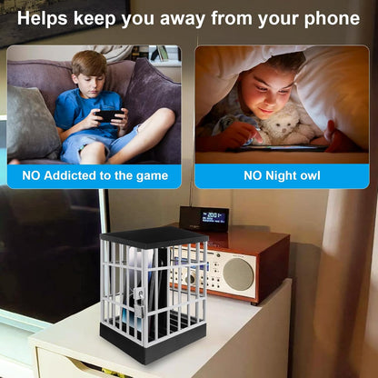 Gemaxvoled Cell Phone Jail Lock Box, Mobile Phones Prison Lockable Cage for Classroom Family Time Party