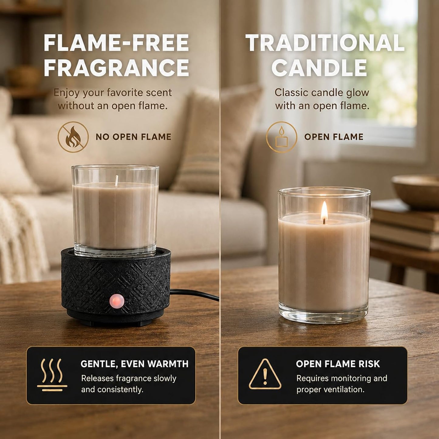 mocosa Ceramic Wax Warmer Wax Melt Warmer for Scented Wax 3-1 Electric Candle Warmer Home Fragrance Wax Burner for Mom Women(White-Fan Shaped)