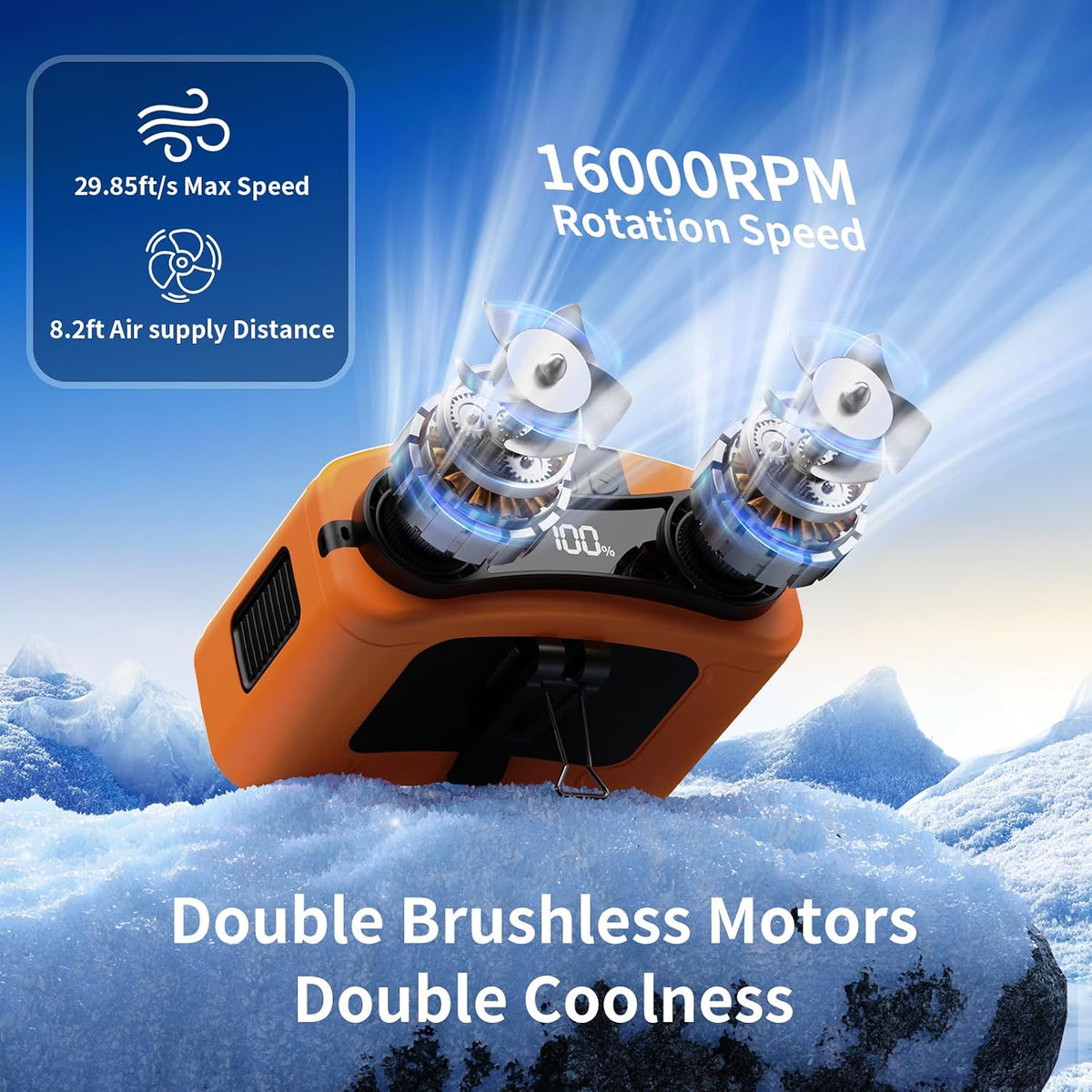 Socool 10000mAh Portable Waist Fan Clip on Wearable Belt Personal Fans Rechargeable Battery Operated, 20H Cooling with 10 Speeds & Dual Motors,Neck Hanging Hands-Free for Outdoor Travel Power Bank