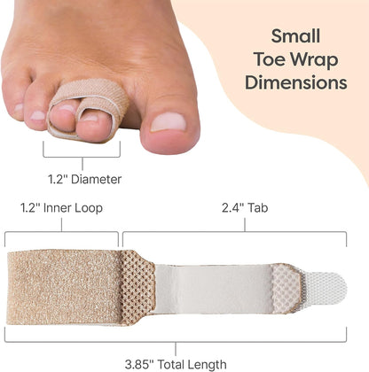 ZenToes Hammer Toe Corrector for Women & Men - Reusable Fabric Buddy Wraps for Broken Toes - Cushioned Toe Splint for Protection & Recovery & Hammertoe Straightener - 4 Count (OSFM, Beige)
