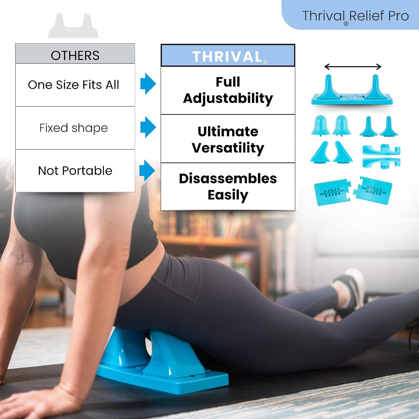 Thrival Arch Back Stretcher - Psoas Muscle Release Tool App for Hip Flexor, Back, Glute, Iliacus, and Neck - Spine Decompressor, Trigger Point, and Myofascial Release – Carbon Black