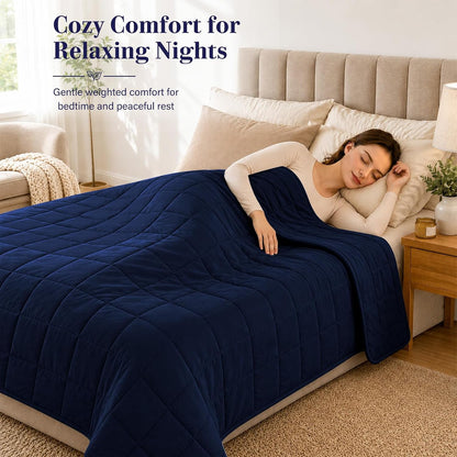 L'AGRATY Weighted Lap Pad 7lb: Small Weighted Blanket for Adults - Cooling Portable Travel Blanket for Relaxation Sleeping - Washable All-Season (29" x 24")
