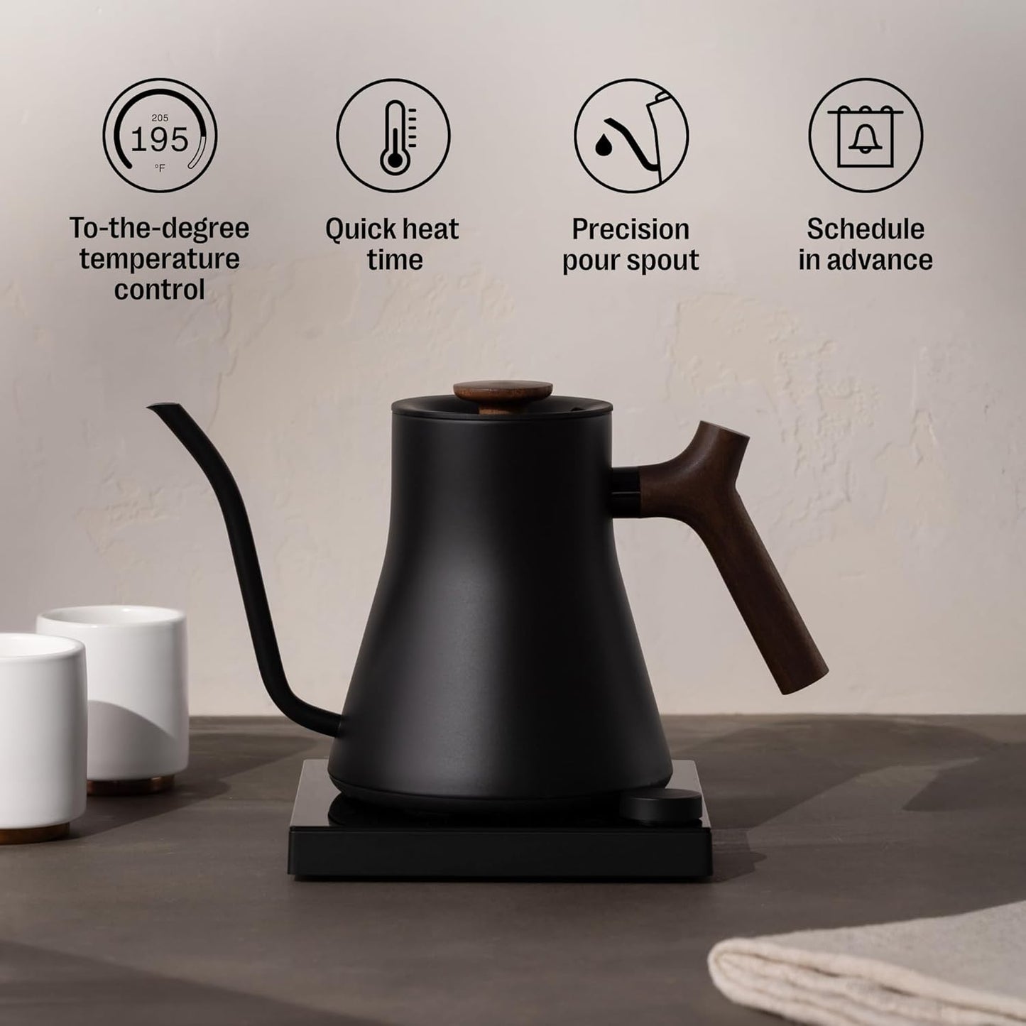Fellow Stagg EKG Pro Electric Gooseneck Kettle – Precise Temperature Control, Quick Heating, Brew Timer, Scheduling, Stainless Steel, Pour-Over Coffee - 0.9L, Matte Black