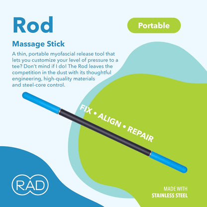 RAD 2-in-1 Muscle Flushing Kit – Includes Exercise Foam Roller & Massage Roller Stick – Deep Tissue Myofascial Release, Muscle Recovery Tools for Mobility & Performance