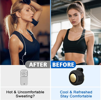 Portable Fan,Clip On Waist Bladeless, Ultra-Quiet Personal Mini Neck Fan
