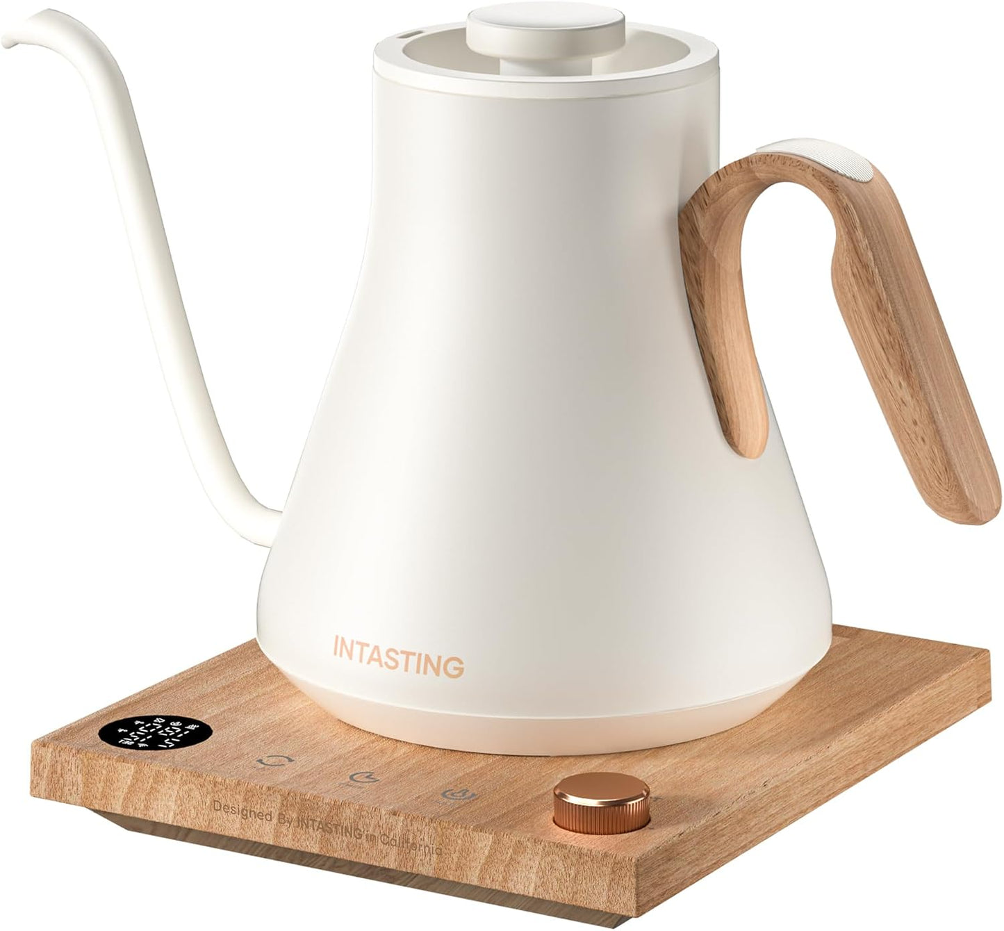 INTASTING Electric Kettle, Gooseneck Electric Kettle, ±1℉ Precise Temperature Control, Stainless Steel Interior, Quick Heating for Pour Over Coffee, Tea & Boiling Water, 0.9L (Black)