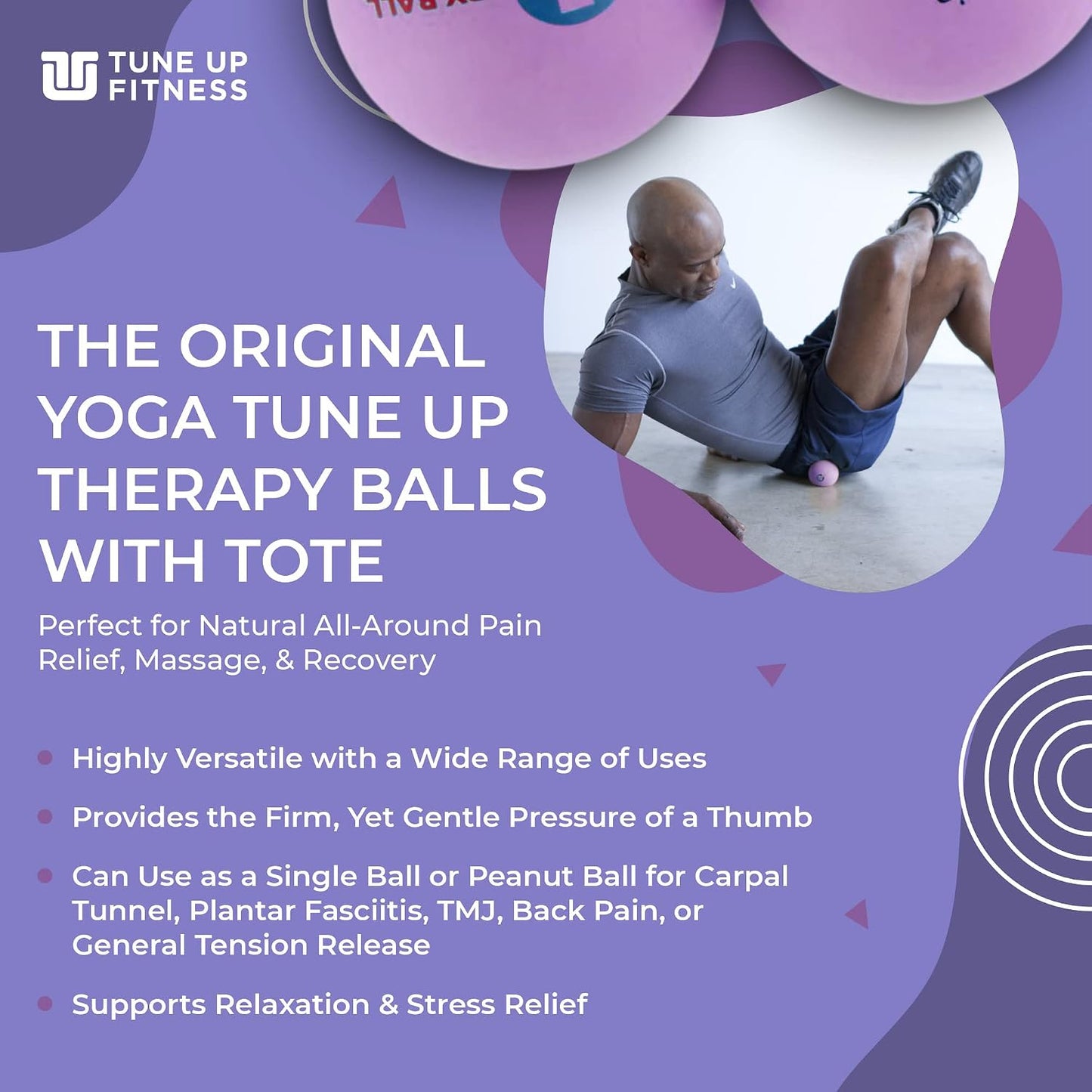YOGA TUNE UP® Therapy Balls in Tote by Tune Up Fitness - Massage Balls for Trigger Point, Pressure Point & Myofascial Release - Use as Single or Peanut Ball for Pain Relief & Relaxation (Apple Green)