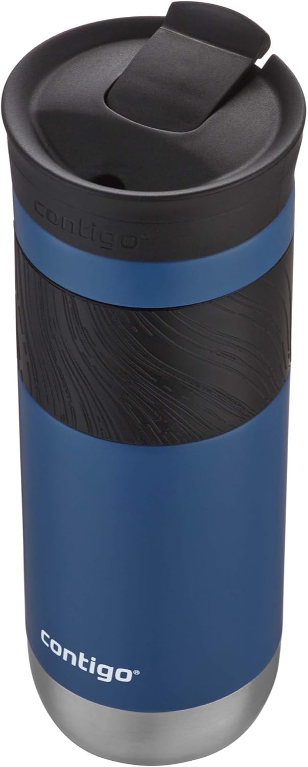 Contigo SNAPSEAL Insulated Stainless Steel Travel Mug with Grip 20oz. Blue Corn Transparent Satin & Midnight Berry