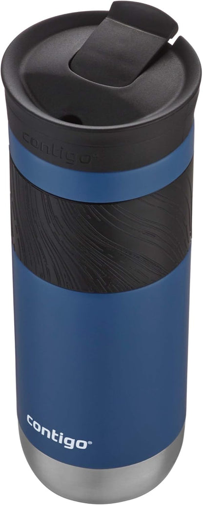Contigo SNAPSEAL Insulated Stainless Steel Travel Mug with Grip 20oz. Blue Corn Transparent Satin & Midnight Berry