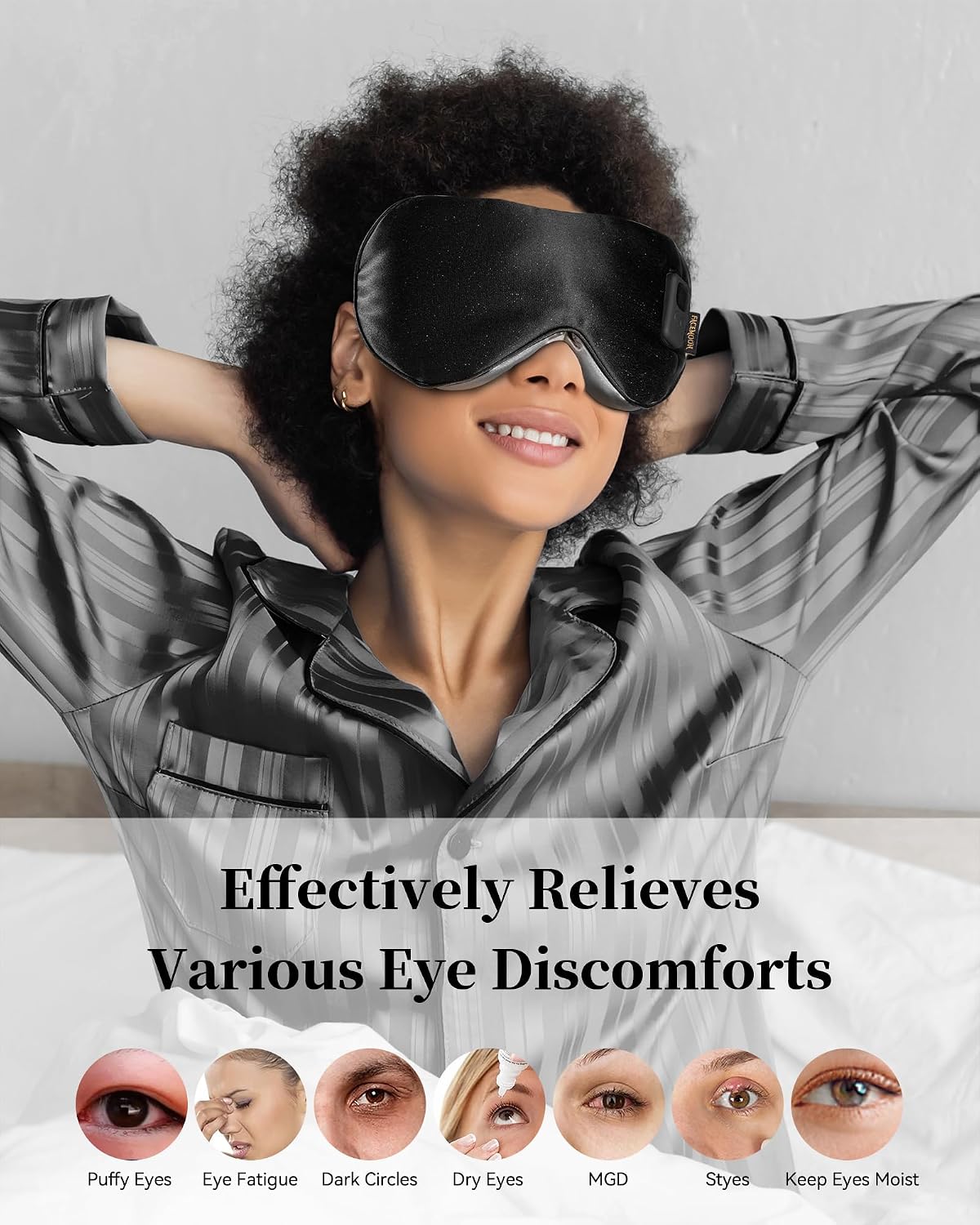 Heated Eye Mask for Dry Eyes: Warm Compress for Digital Tired Eyes, Stye Relief - Cordless, Adjustable Heat & Timer Settings - Airplane/Road Travel, Sleep aid, Office nap Pink