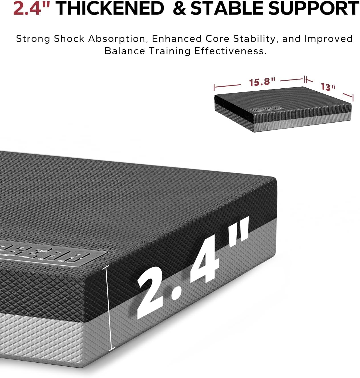 HAPBEAR Exercise Balance Pad - 15"x12" Non-Slip Textured Bottom Stability Training Mat - 2.25" Thick Soft Cushioned Foam for Physical Therapy, Core Training & Home Workouts